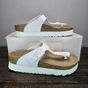 NEW Papillio Gizeh Flex Platform Womens 7 EU 38 Leather Sandals White Vegan